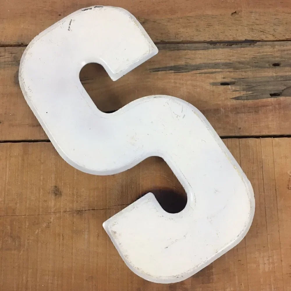 Antique Industrial Metal Marquee Letter “S” Accent Decor